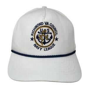 Richmond VA Council Navy League 5 Panel Cap White One Size Rope Vintage USA